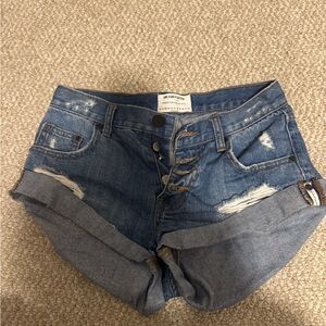 One Teaspoon Blue Distressed Jean Shorts
